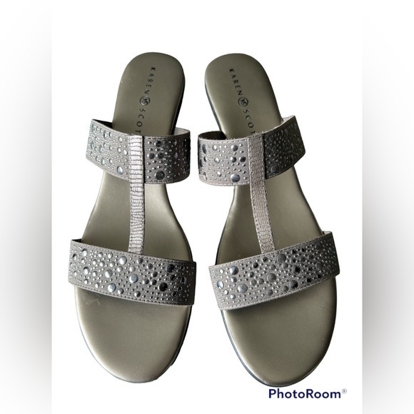 Karen Scott Eddina Open Toe Rhinestone Sandals - Picture 1 of 7